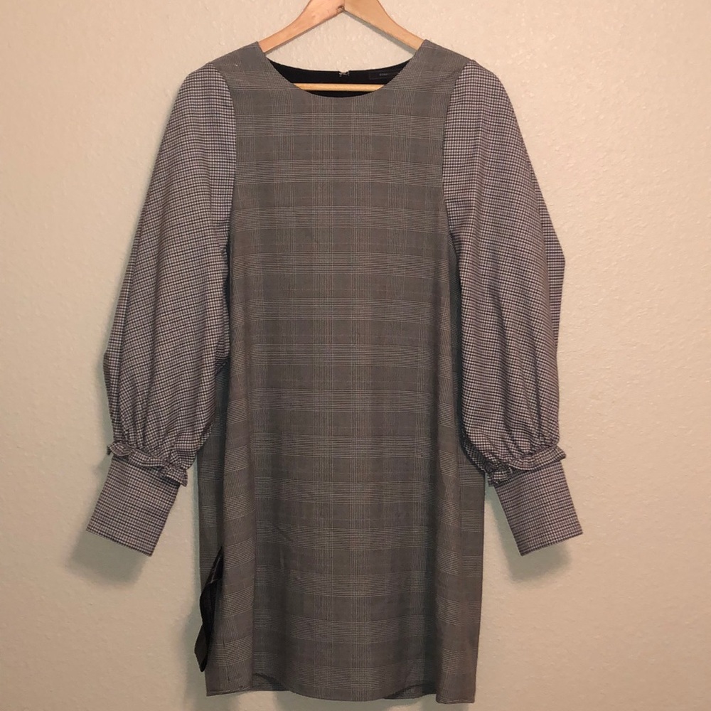 NWT BCBGMaxAzria Balloon Sleeve Houndstooth Dress